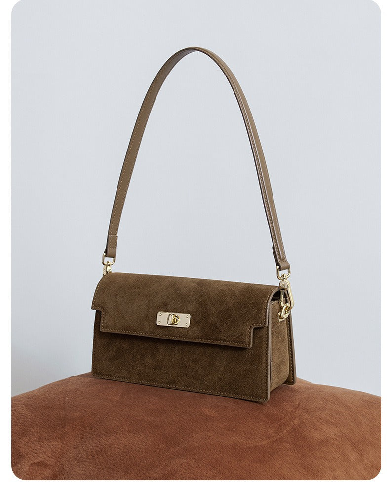 Suede Flap Crossbody Bag