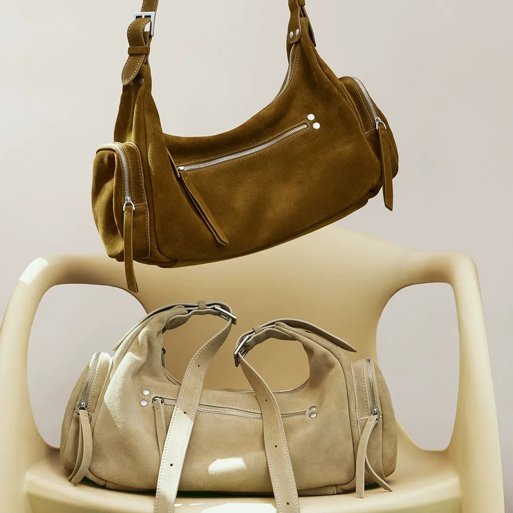 Vintage Suede Baguette Bag