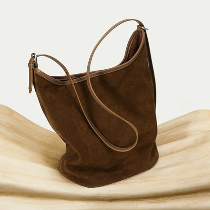 Suede Bucket Shoulder Bag