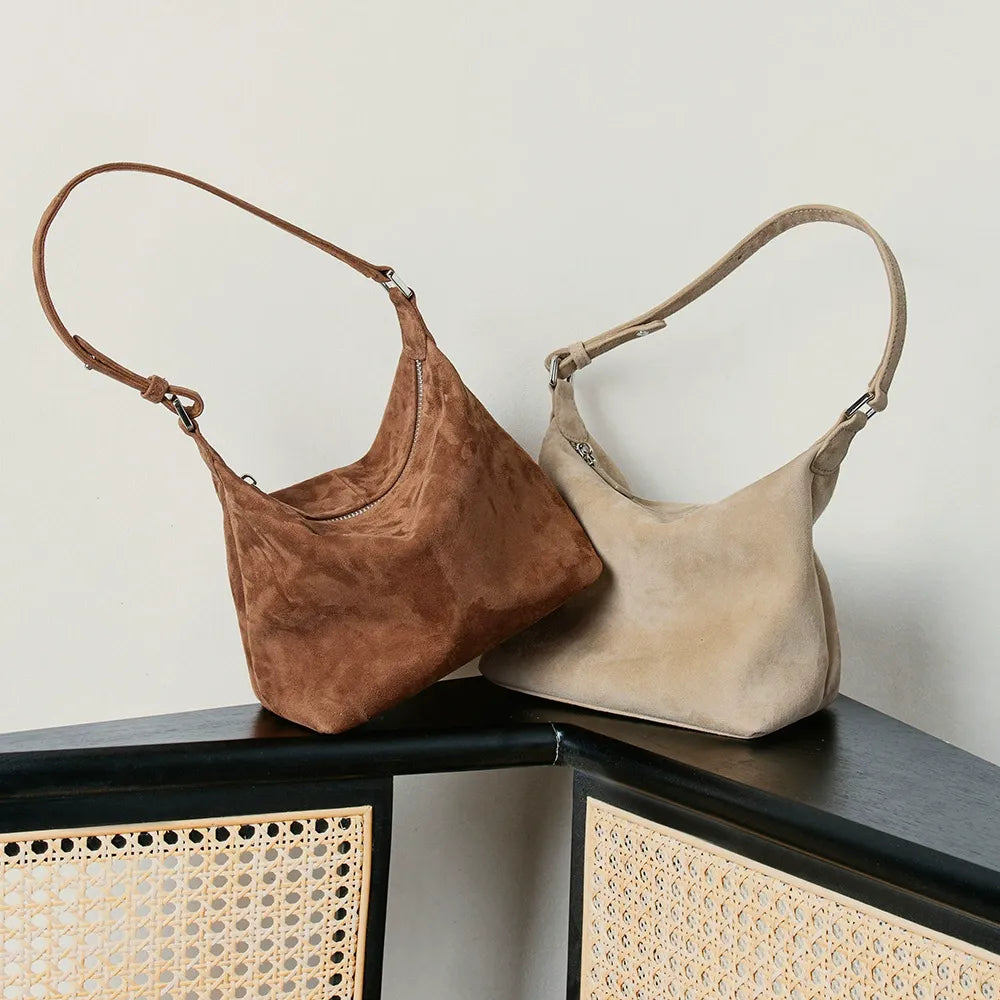 Vintage Minimalist Brown Hobo Purse