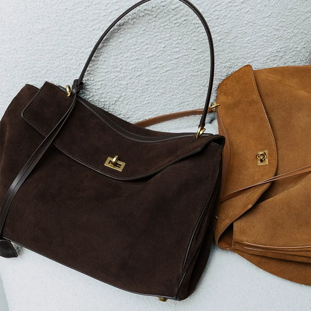 Classic Suede Flap Shoulder Bag