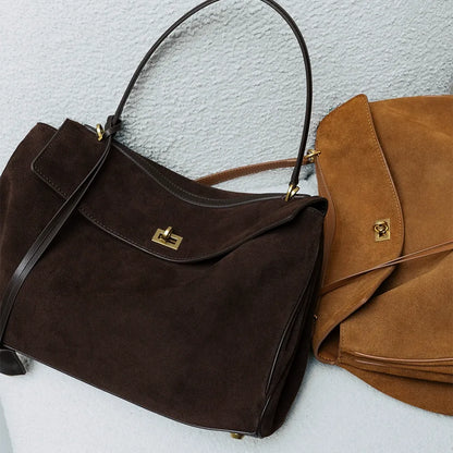 Classic Suede Flap Shoulder Bag