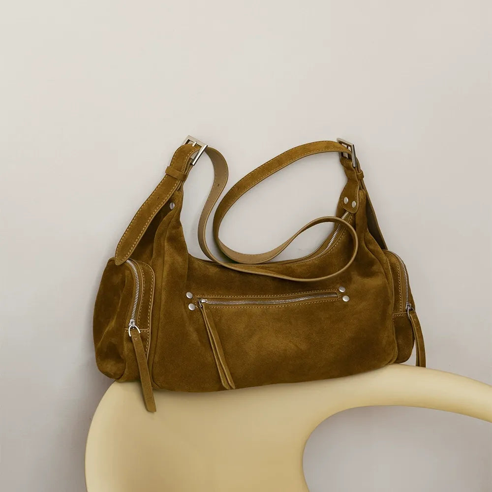 Vintage Suede Baguette Bag