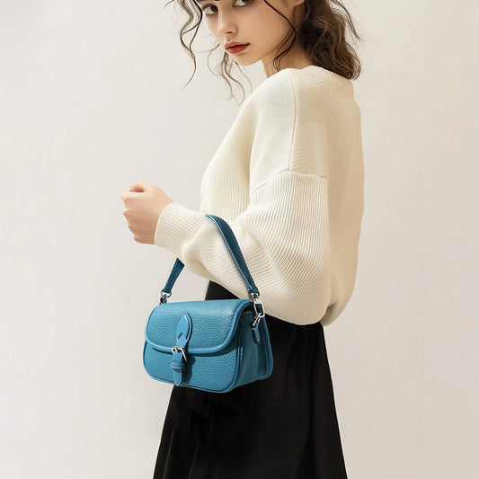 Azure Pebble Leather Satchel