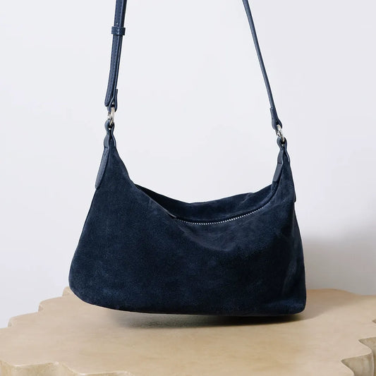 Crescent Suede Shoulder Bag