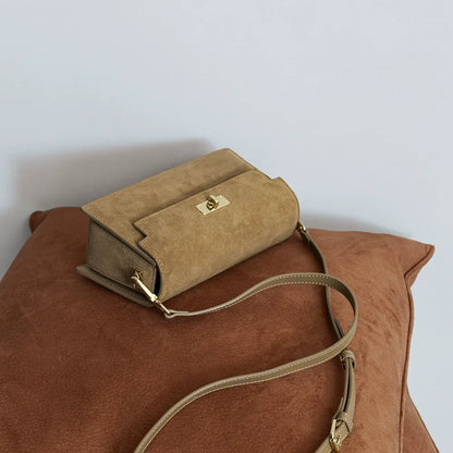 Suede Flap Crossbody Bag